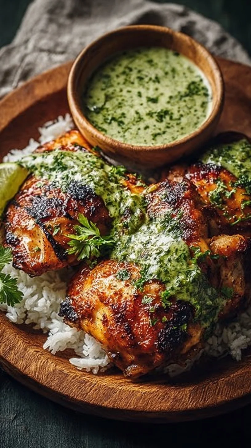 Best Peruvian Chicken with Creamy Green Sauce
