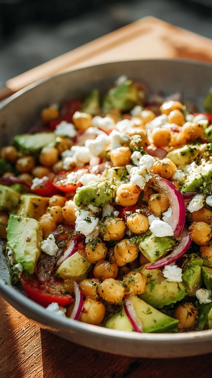 Chickpea Feta Avocado Salad