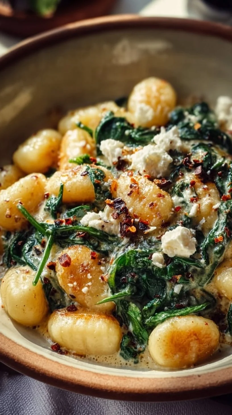 Creamy Gnocchi with Spinach and Feta