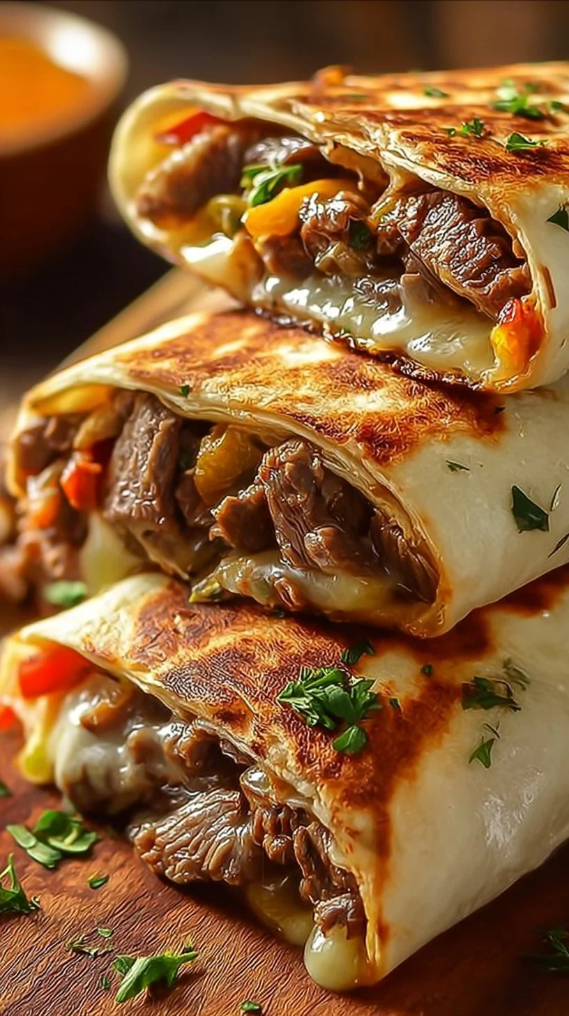 Crispy Philly Cheesesteak Grilled Wraps