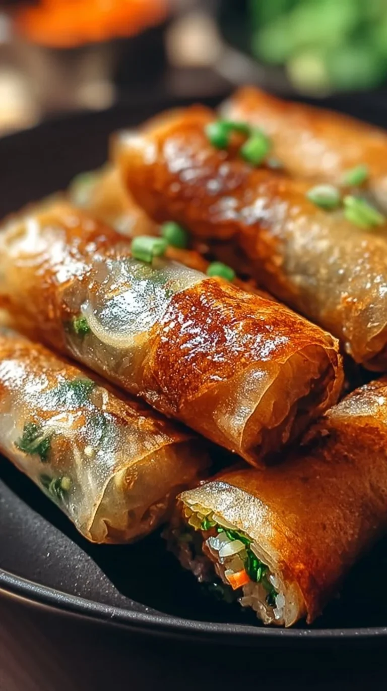 Crispy rice paper spring rolls filled with fresh vegetables and herbs