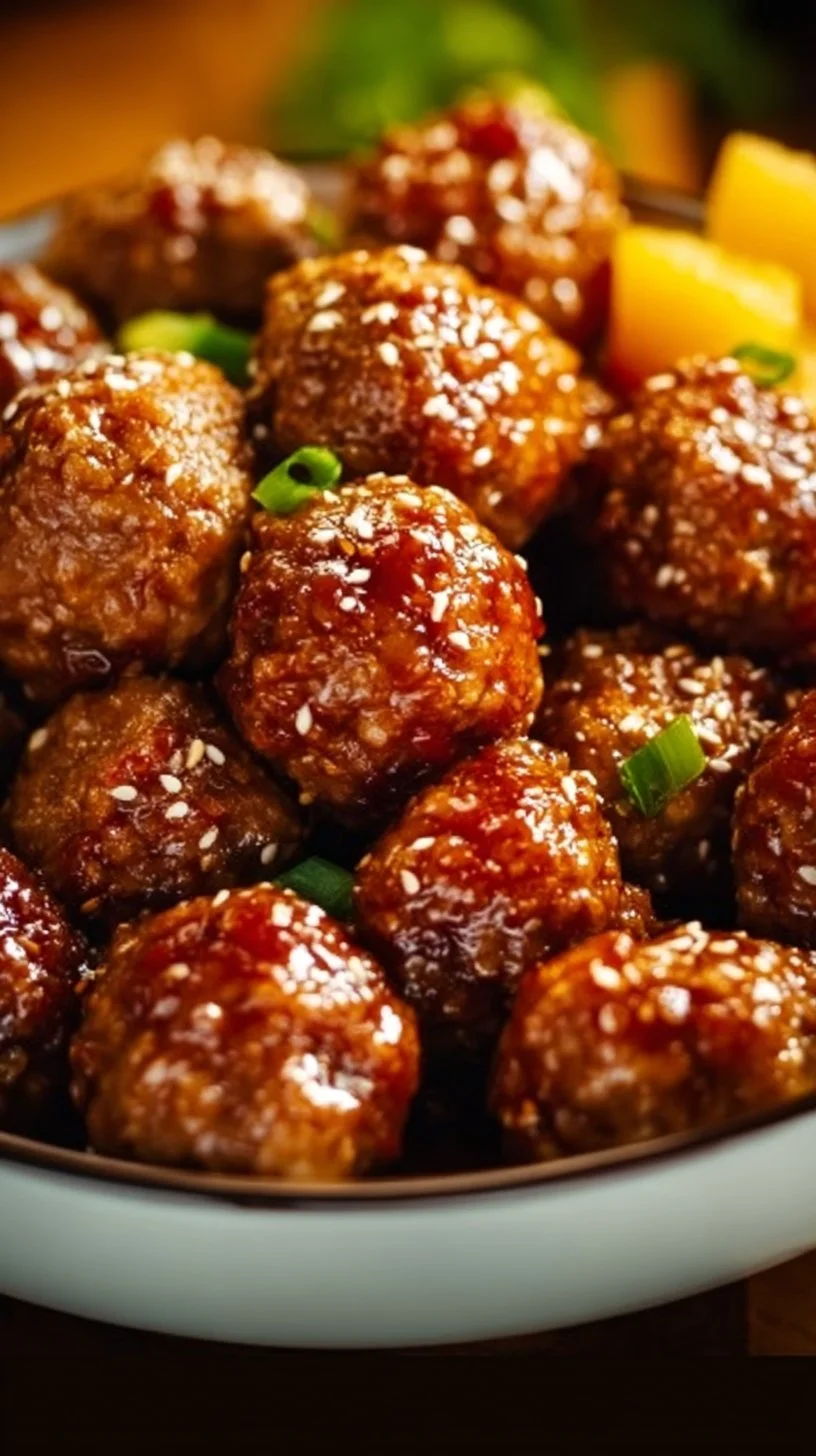 Crockpot Pineapple Teriyaki Meatballs