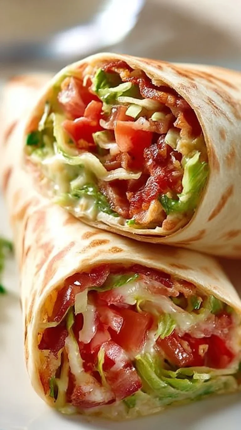Easy Meal Prep BLT Wraps with bacon, lettuce, and tomato in a tortilla