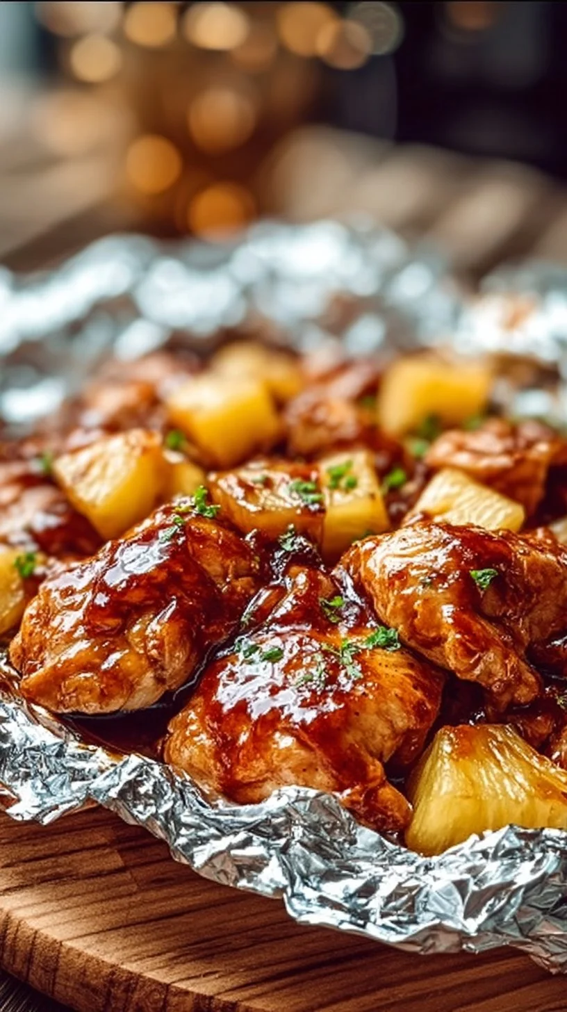 Hawaiian BBQ Chicken and Pineapple Foil Packets