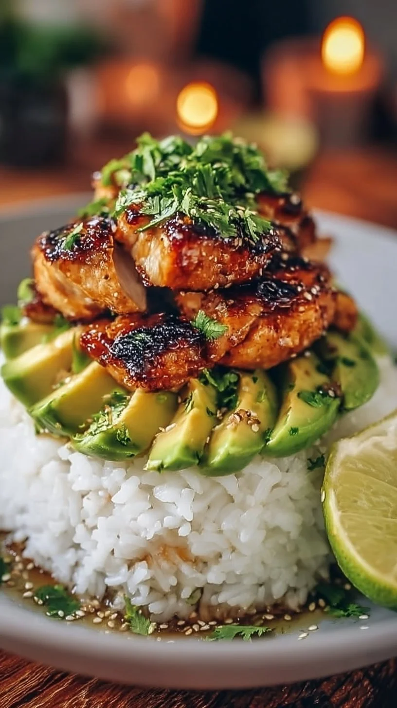 Honey Lime Chicken & Avocado Rice Stack