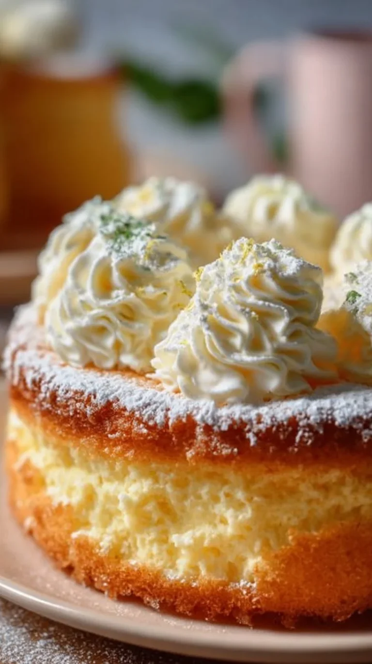 Delicious Lemon Cloud Cake with fluffy texture and lemon zest topping