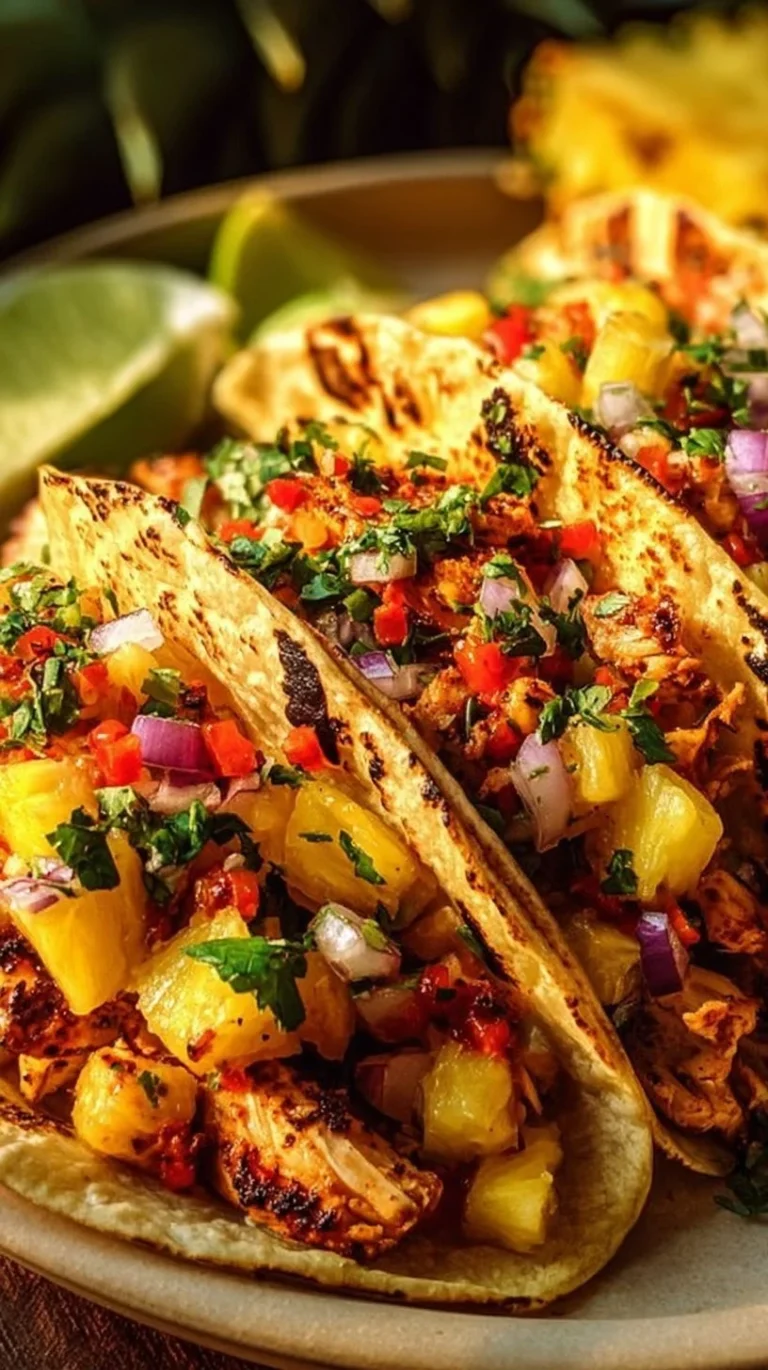 Delicious Pineapple Chicken Tacos with fresh ingredients