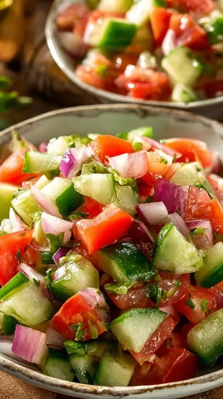 Quick Italian Cucumber Salad with fresh vegetables and herbs