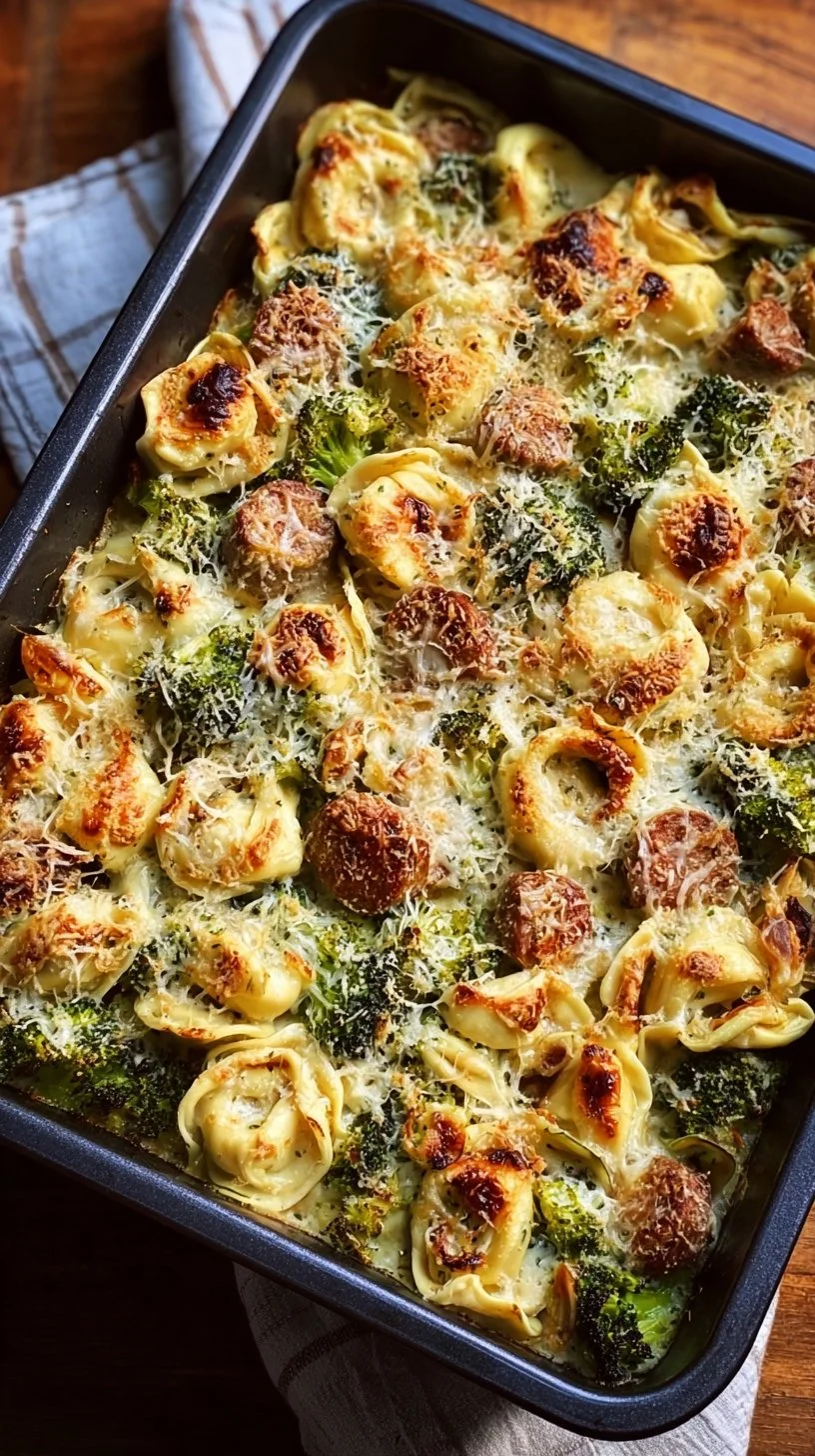 Sheet Pan Broccoli Tortellini Bake