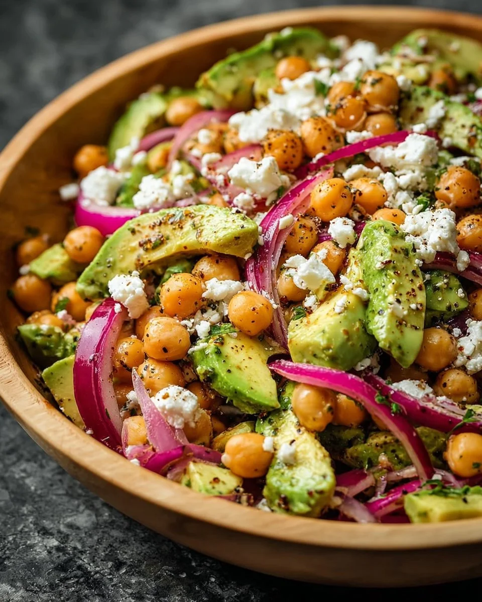 Chickpea Feta Avocado Salad