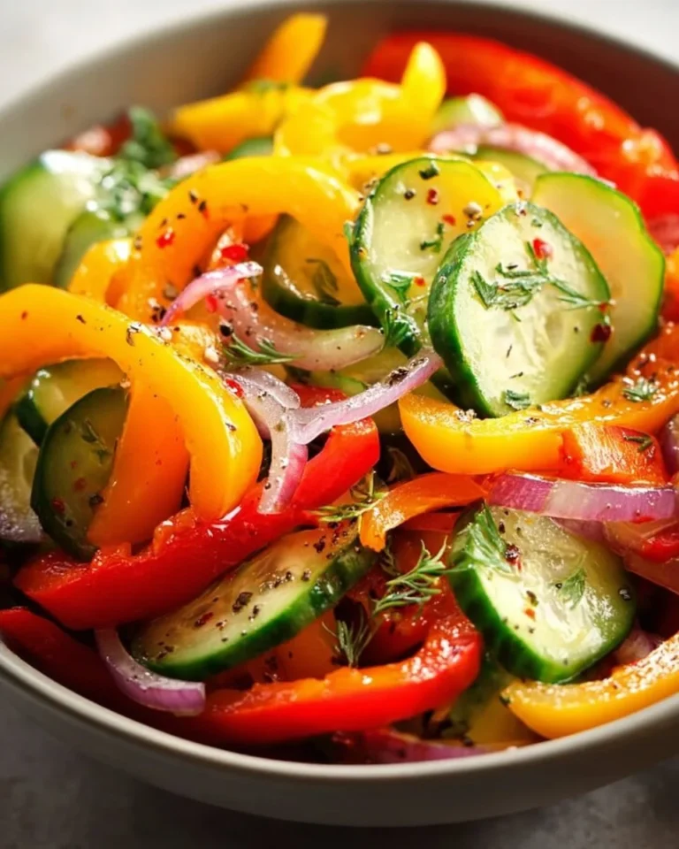 Cucumber Sweet Pepper Salad with fresh vegetables in a bowl