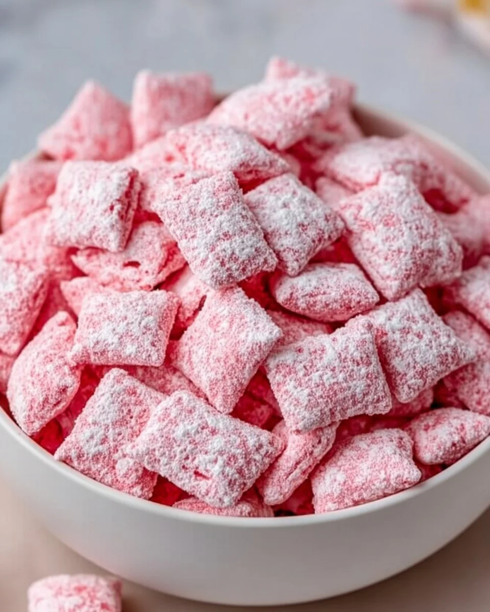 Delicious Strawberry Shortcake Puppy Chow for Sweet Snacking
