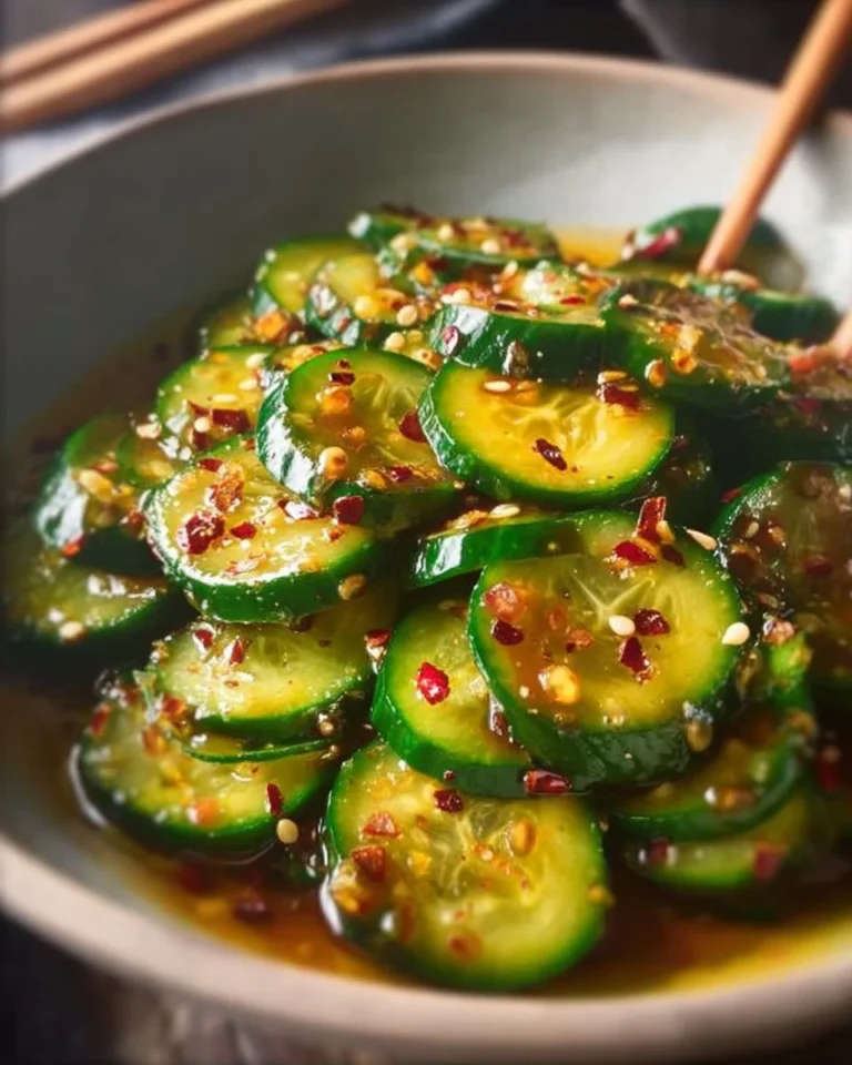 Bowl of easy Asian cucumber salad with fresh vegetables and dressing