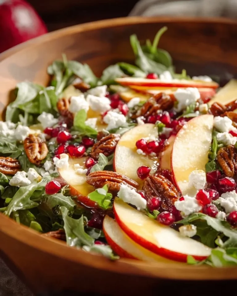 Honeycrisp apple salad with feta cheese, greens, and walnuts