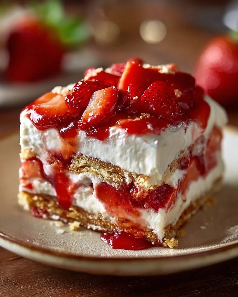 No-Bake Strawberry Cheesecake Lasagna