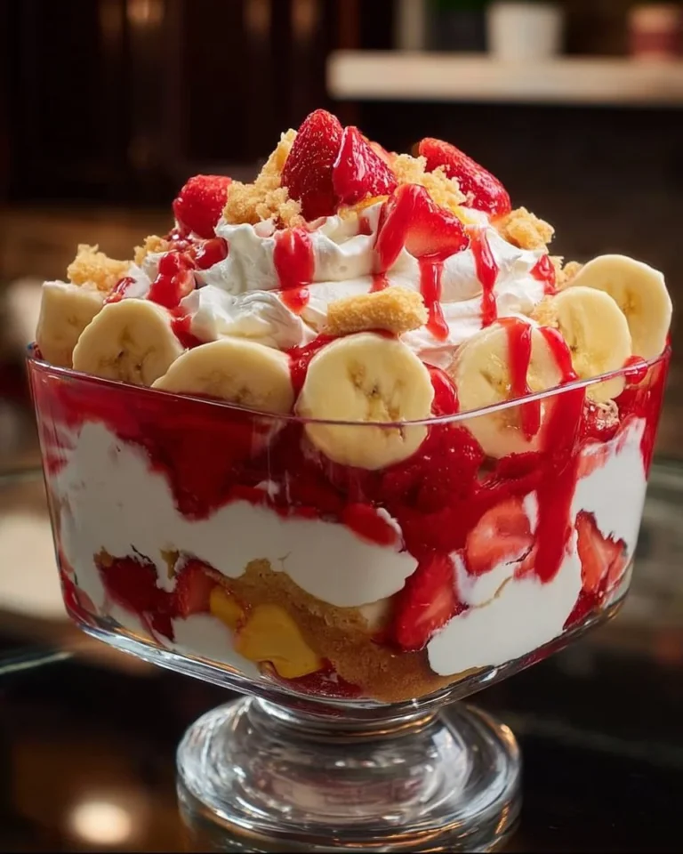 Delicious strawberry banana pudding served in a glass with fresh strawberries and bananas