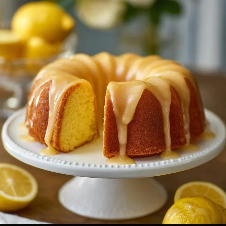 Delicious lemon cake garnished with slices of fresh lemon