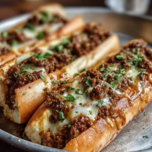 Delicious sloppy joes made with cheesy garlic bread topping