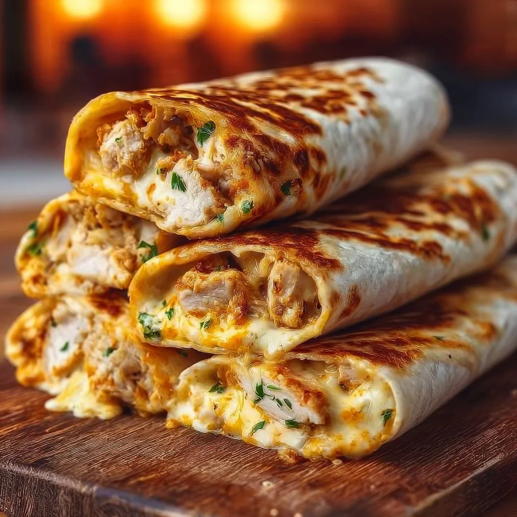 Cheesy Garlic Chicken Wraps