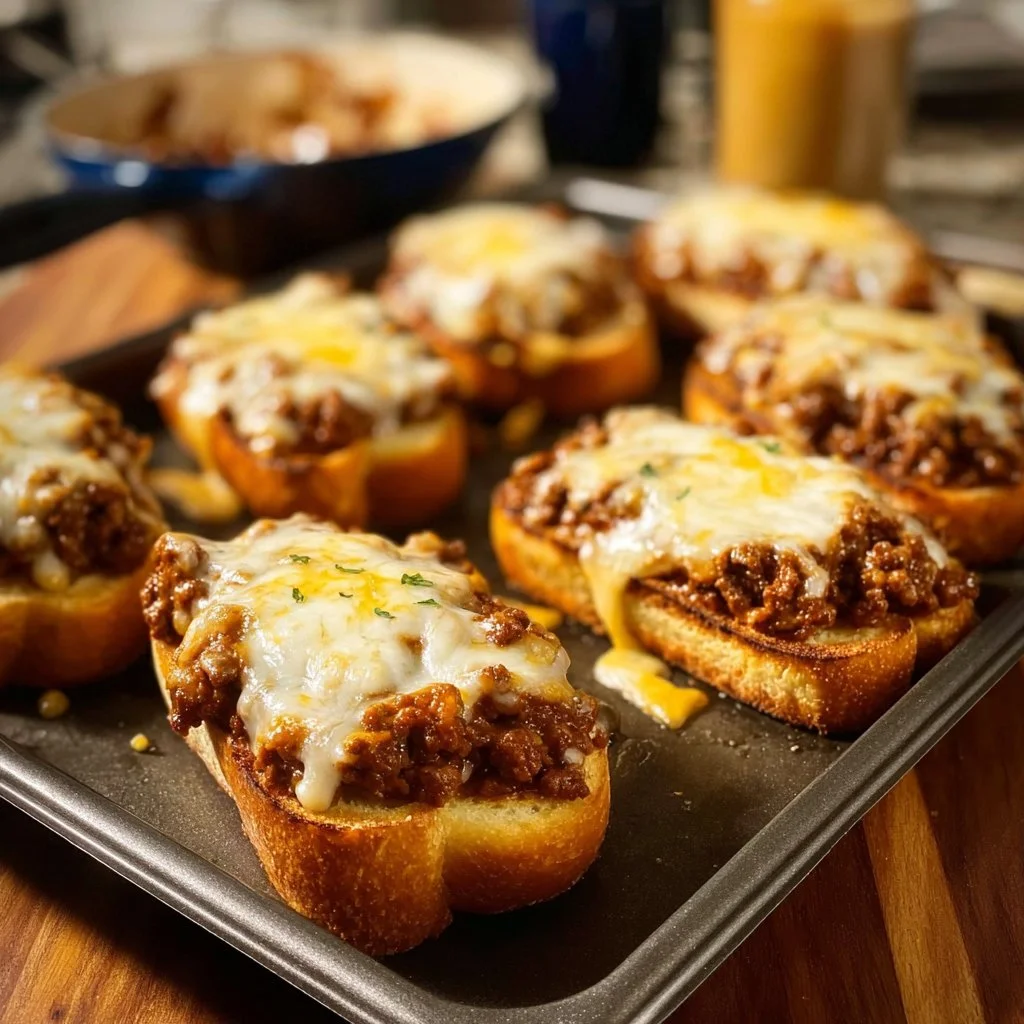 Cheesy Sloppy Joe Toasts