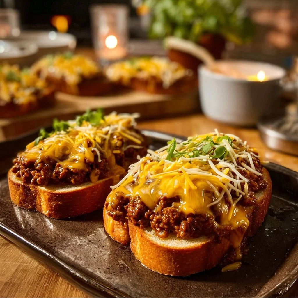 Cheesy Sloppy Joe Toasts