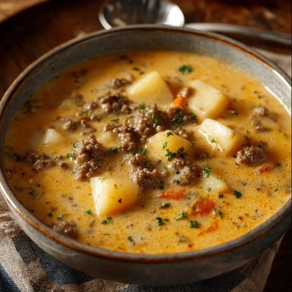 Crockpot Creamy Potato & Hamburger Soup