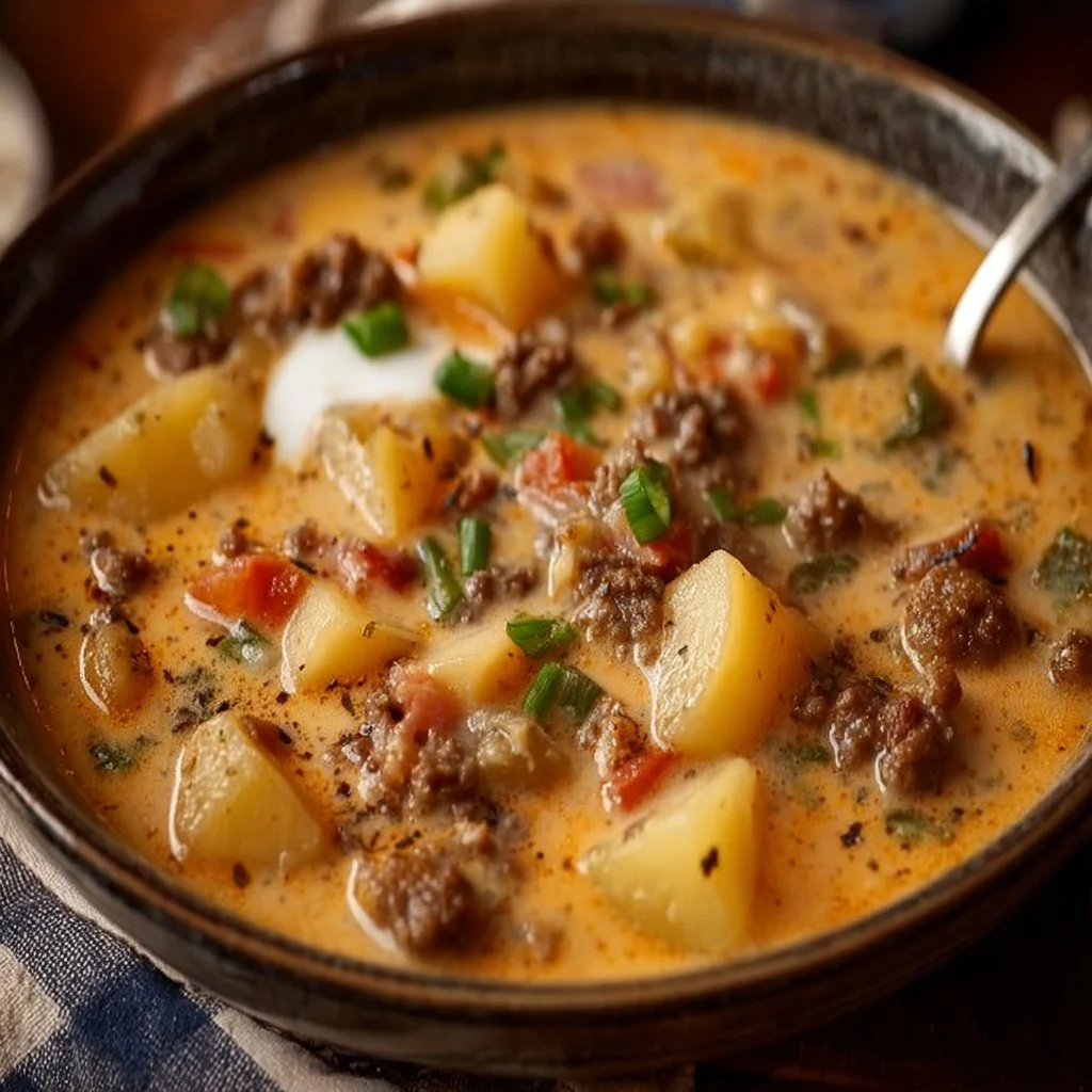 Crockpot Creamy Potato & Hamburger Soup