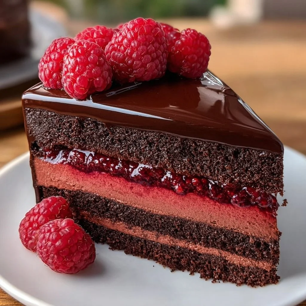 Dark Chocolate Raspberry Mousse Cake