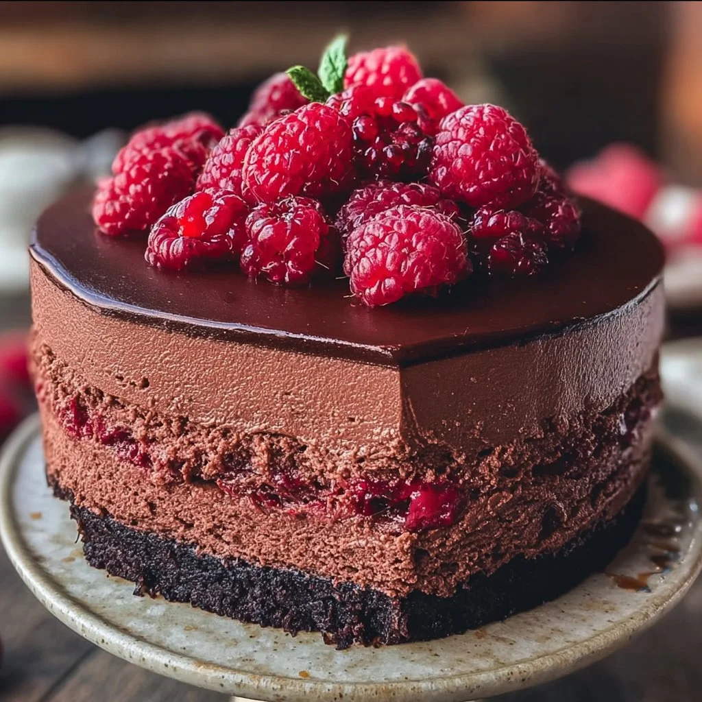 Dark Chocolate Raspberry Mousse Cake