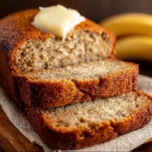 Delicious easy banana bread loaf fresh from the oven
