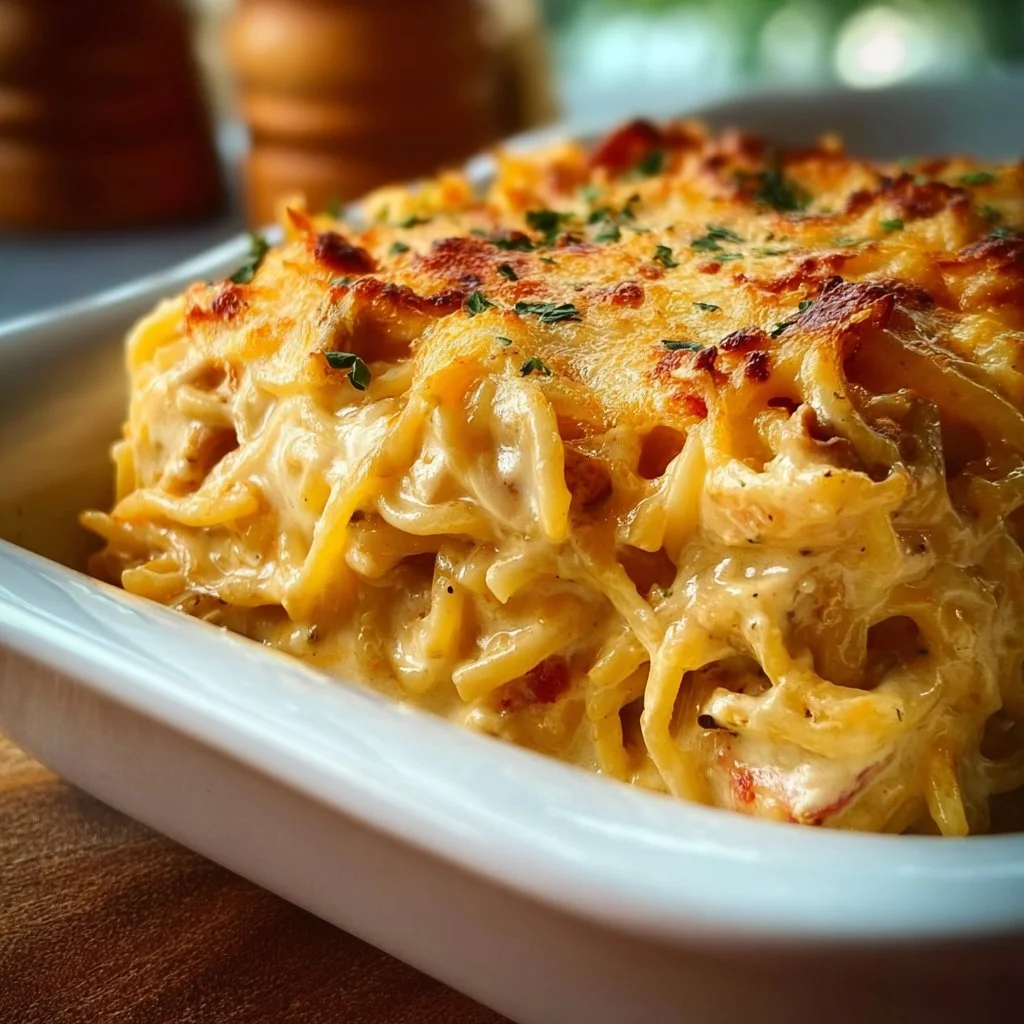 Easy Southern Cheesy Chicken Spaghetti Casserole