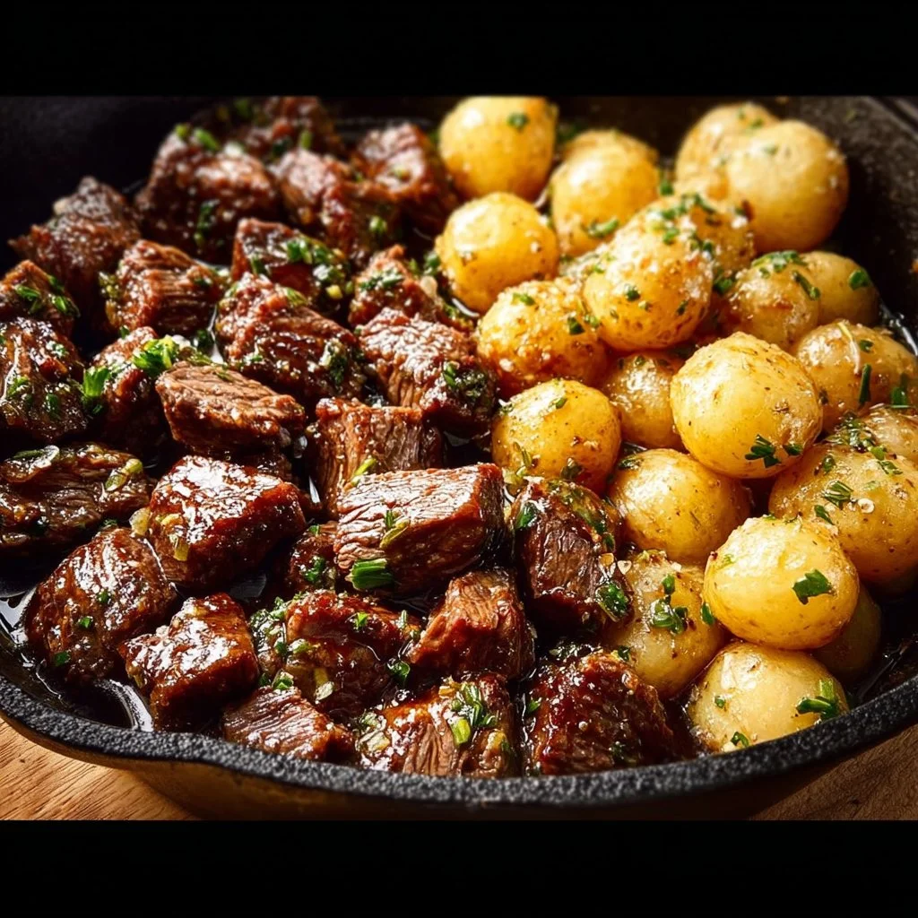 Garlic Butter Beef Bites with Potatoes