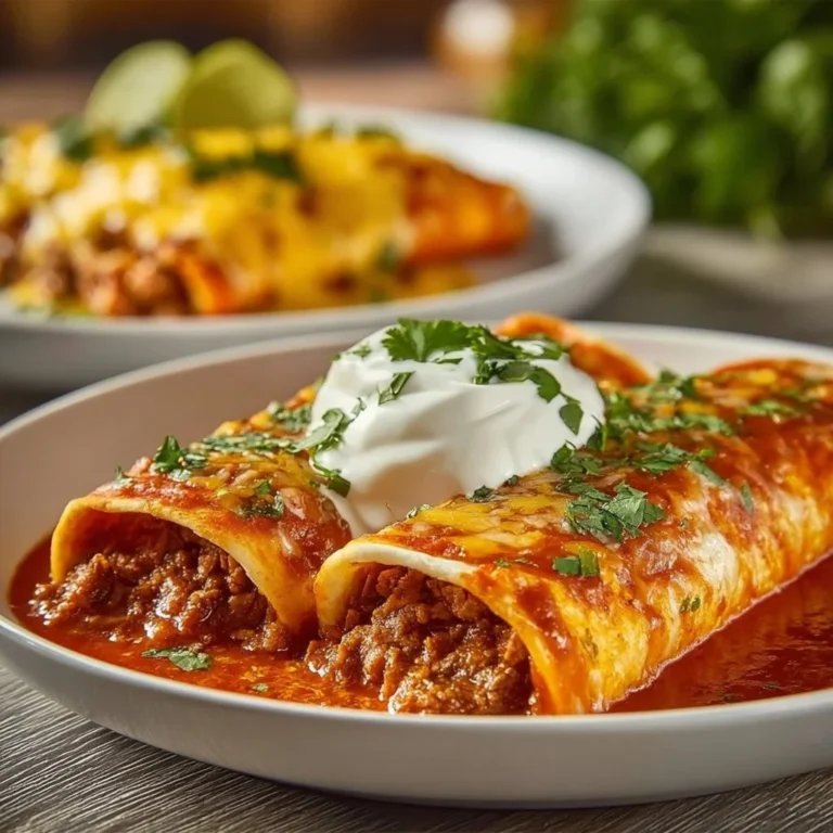Delicious ground beef enchiladas topped with cheese and fresh ingredients