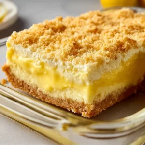 Delicious Lemon Cream Cheese Dump Cake served on a plate