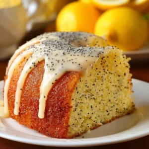 Delicious Lemon Poppy Seed Cake with zesty lemon glaze and poppy seeds