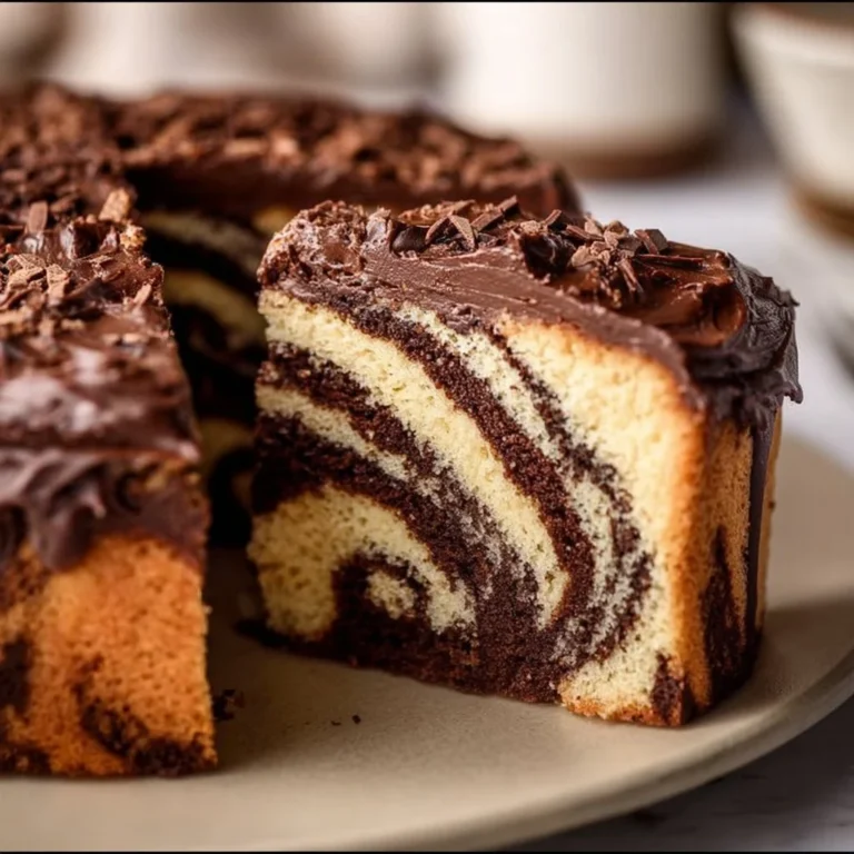 Delicious marble cake with chocolate and vanilla swirls