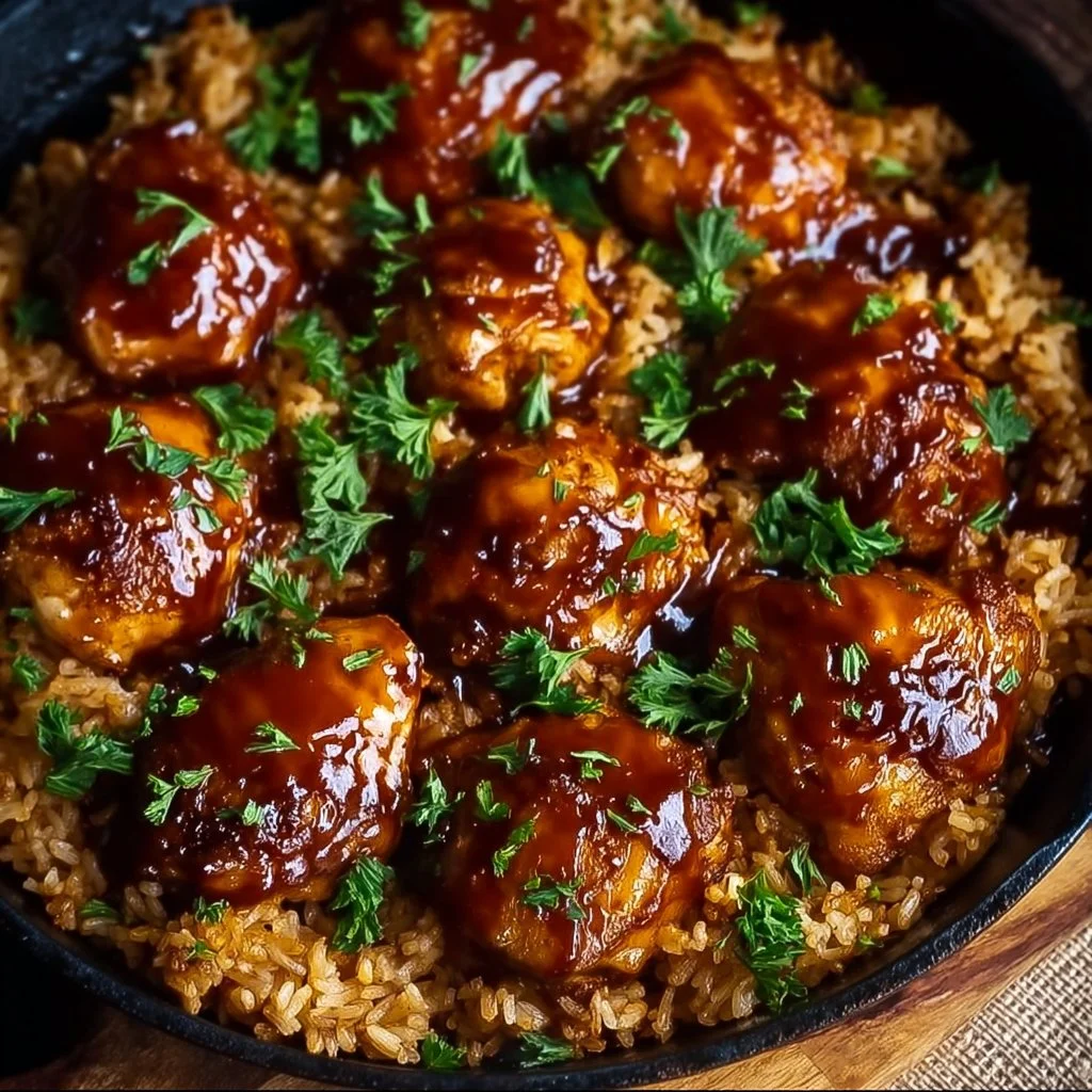 One-Pan Honey BBQ Chicken & Rice - A Quick Delight!