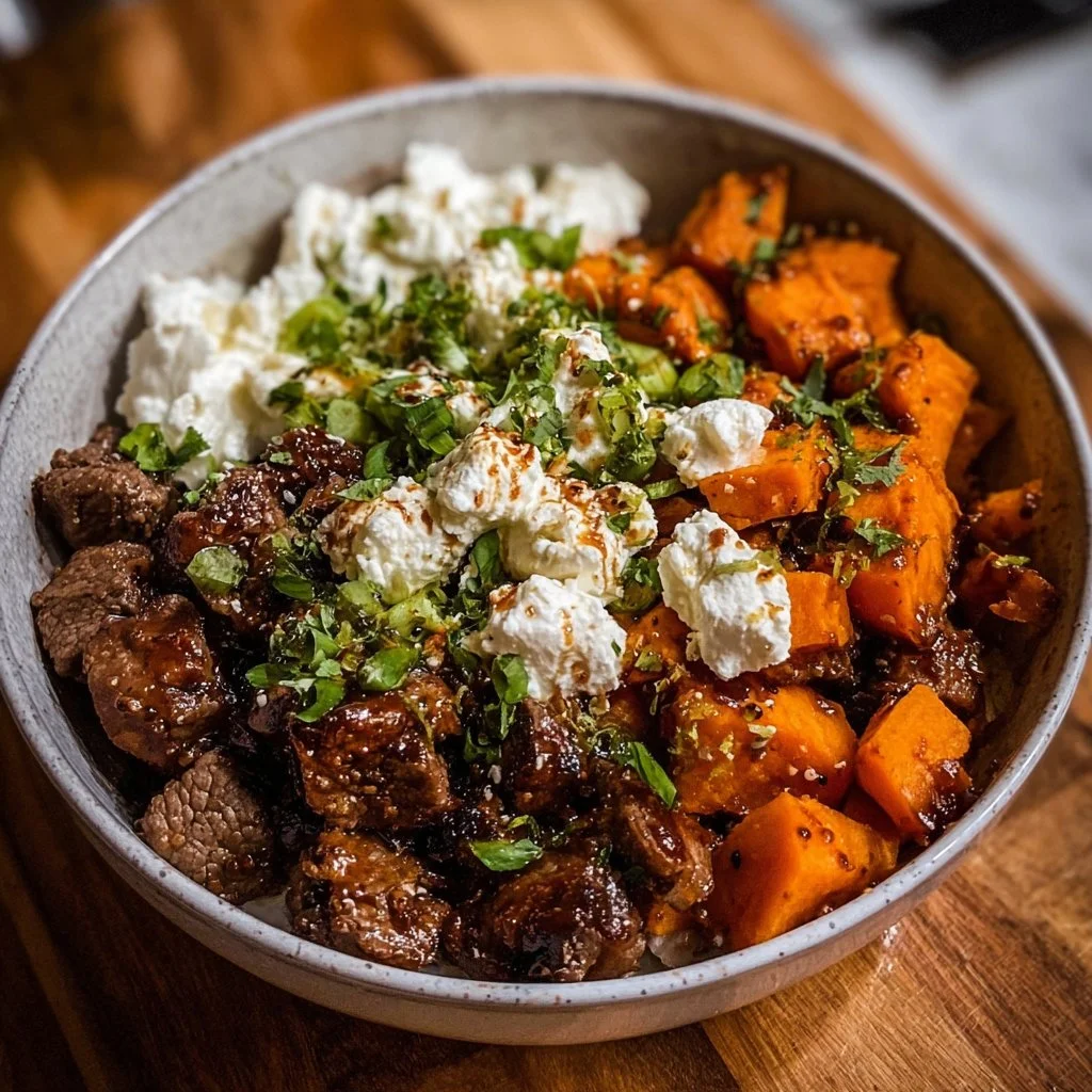 Sweet Potato Beef Bowl with Hot Honey and Cottage Cheese Recipe (Viral TikTok Recipe!)