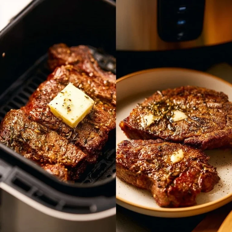 Delicious air fryer steak seasoned and cooked to perfection