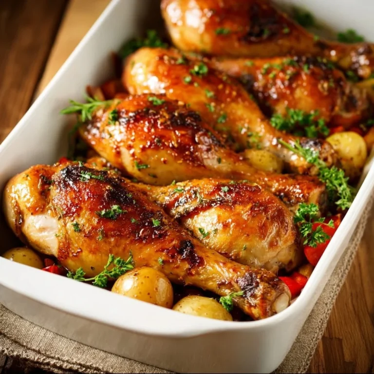 Delicious baked chicken leg quarters seasoned and ready to serve