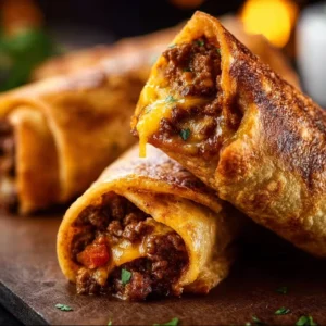 Delicious Beef and Cheese Chimichangas, crispy and filled with savory beef and cheese.
