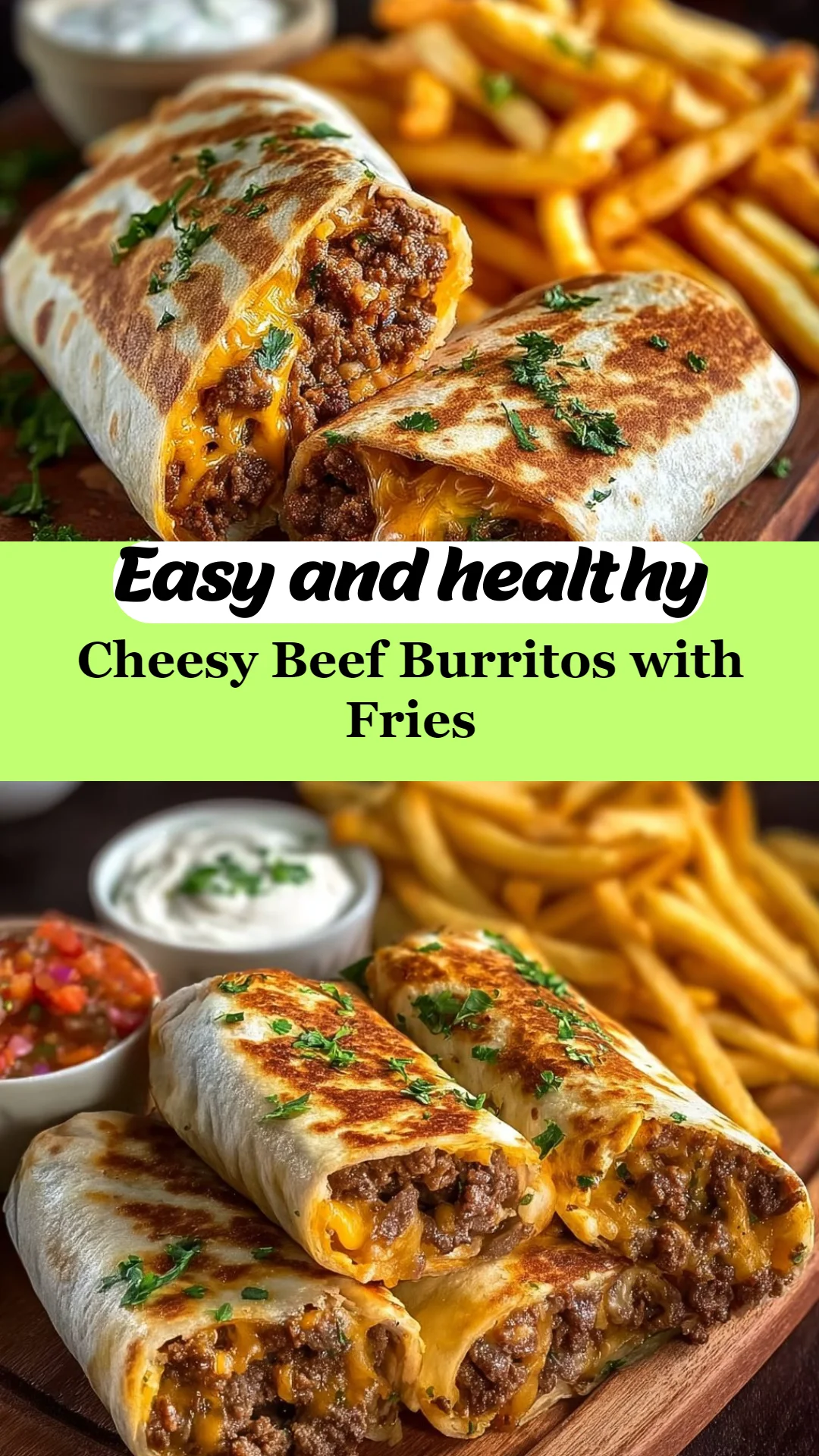 Cheesy Beef Burritos with Fries