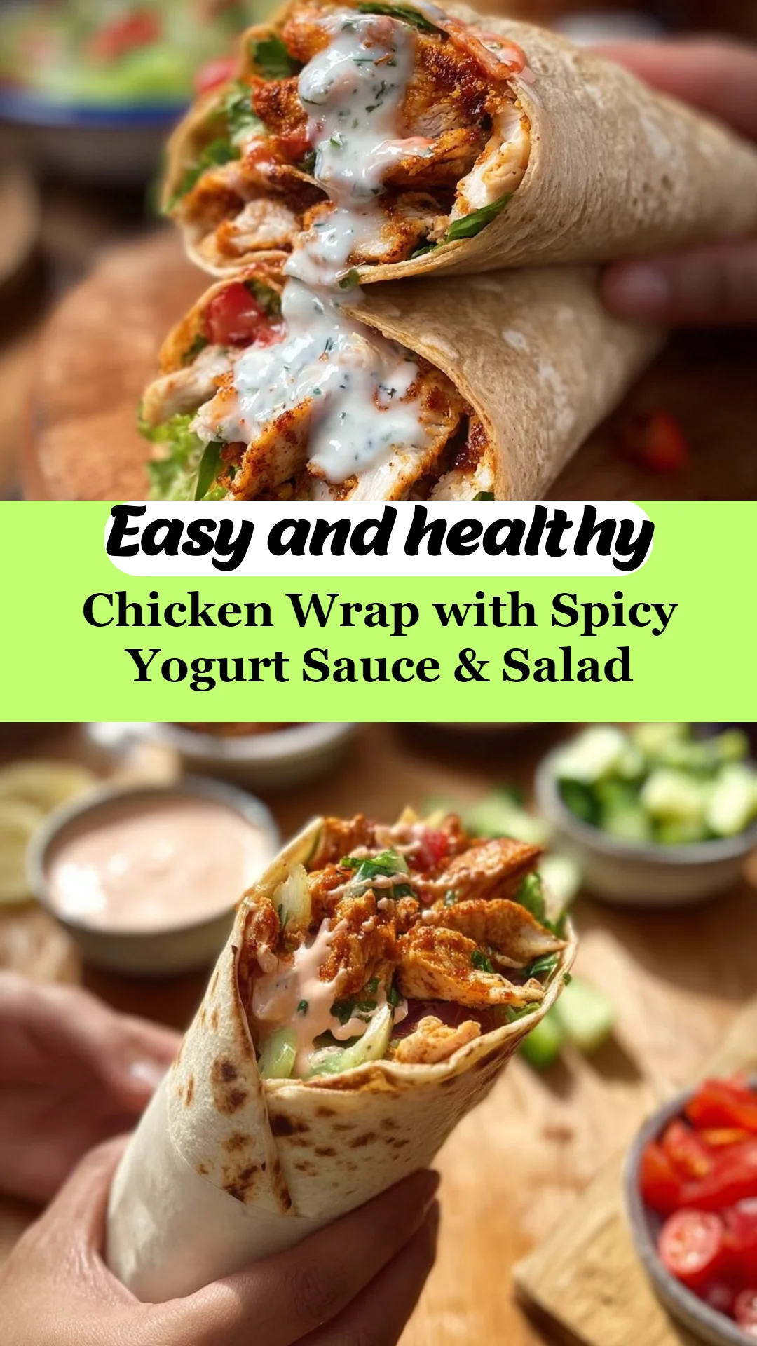 Chicken Wrap with Spicy Yogurt Sauce & Salad