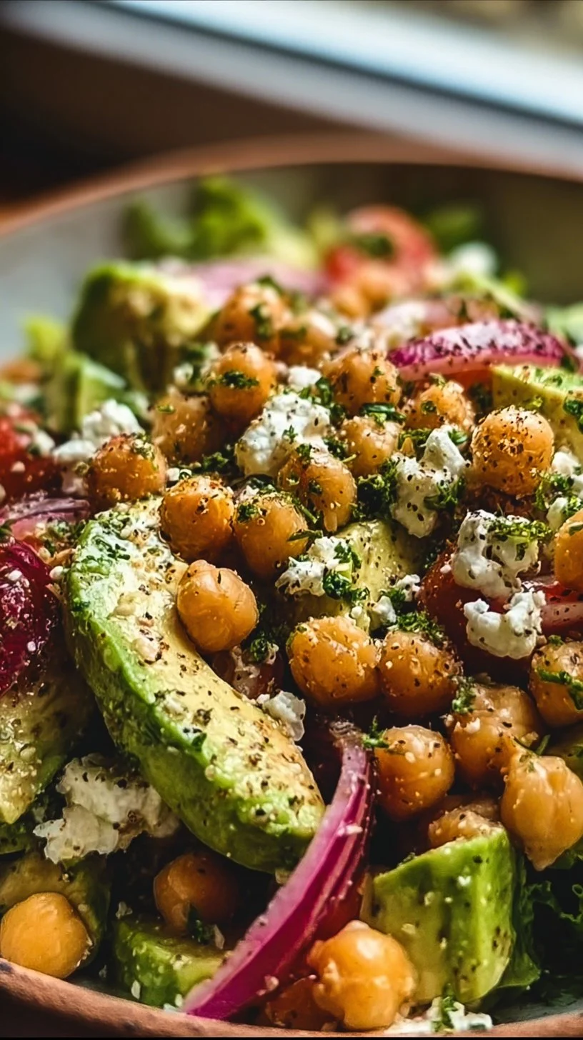 Chickpea Feta Avocado Salad