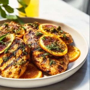 Delicious Citrus Dijon Grilled Chicken on the grill, showcasing vibrant marinade flavor.