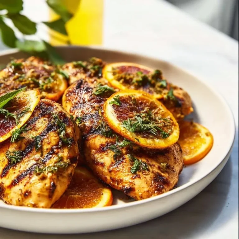 Delicious Citrus Dijon Grilled Chicken on the grill, showcasing vibrant marinade flavor.