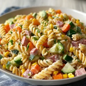 Bowl of colorful cold salad with fresh vegetables and dressing