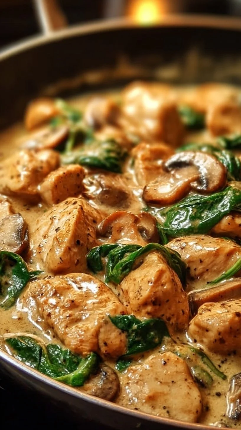 Creamy Chicken Mushroom Spinach Skillet