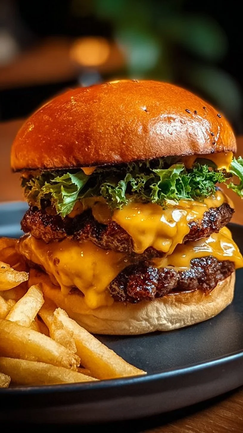Double Smash Lazy Burger and Fries