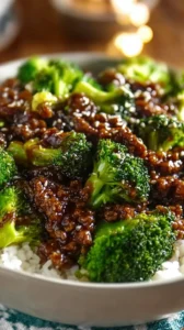 Delicious ground beef and broccoli stir-fry served in a bowl